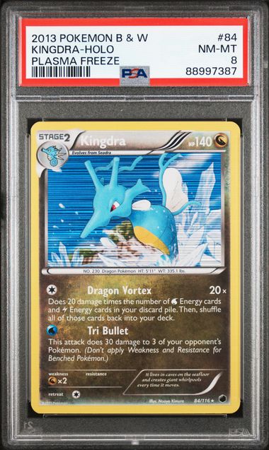 English PSA 8 Plasma Freeze Holo Kingdra 84