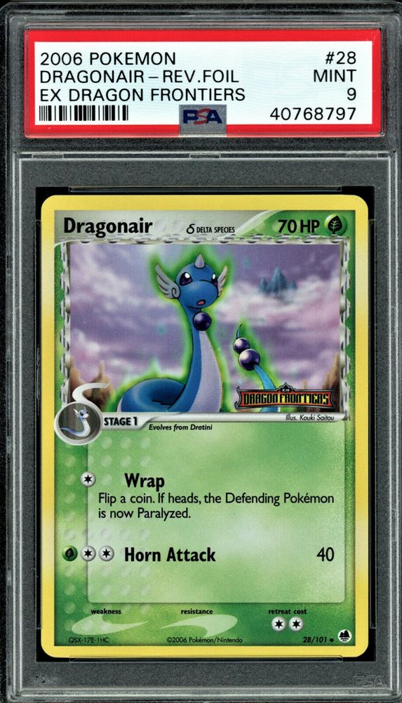 English PSA 9 EX Dragon Frontiers Reverse Holo Dragonair 28