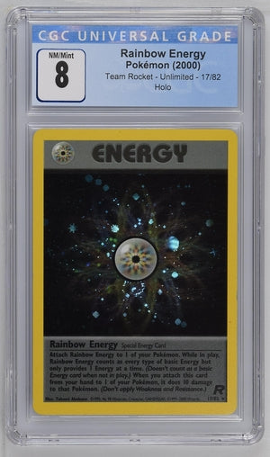 English CGC 8 Team Rocket Unlimited Holo Rainbow Energy 17