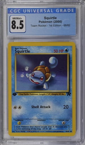 English CGC 8.5 1st Edition Team Rocket Common Dark Squirtle 68