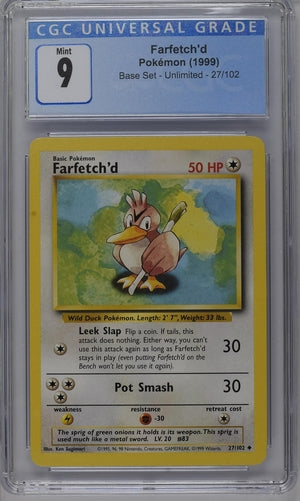 English CGC 9 Base Set Unlimited Common Farfetch'd 27