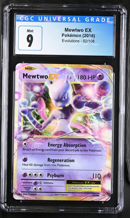 English CGC 9 XY Evolutions Holo Rare EX Mewtwo EX 52