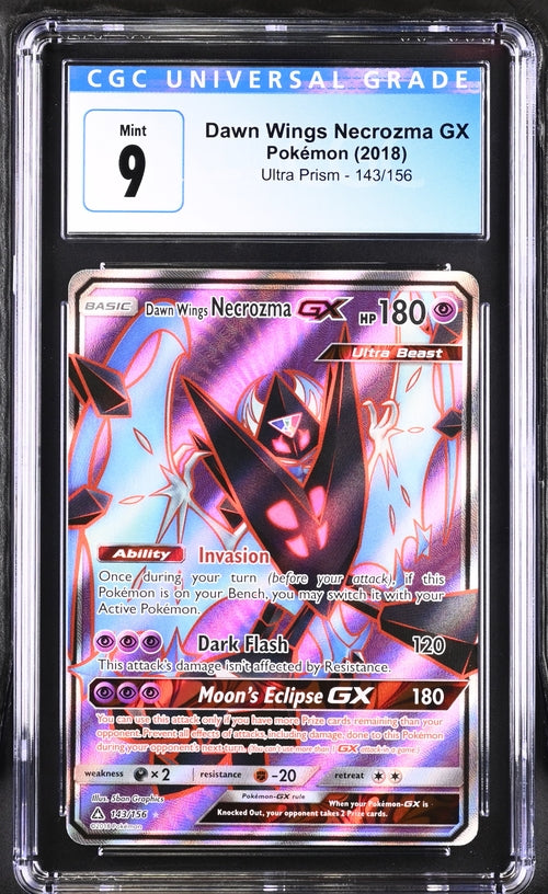 English CGC 9 Ultra Prism Holo Rare GX Dawn Wings Necrozma GX 143