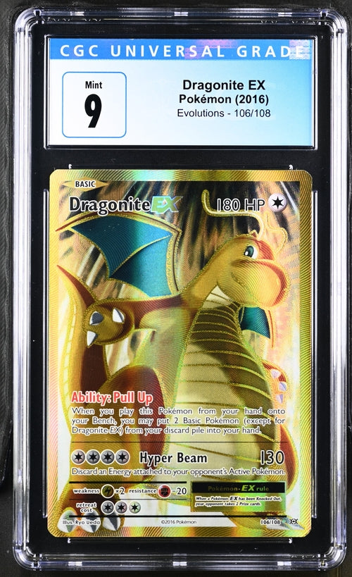 English CGC 9 Evolutions Holo Rare Dragonite 106