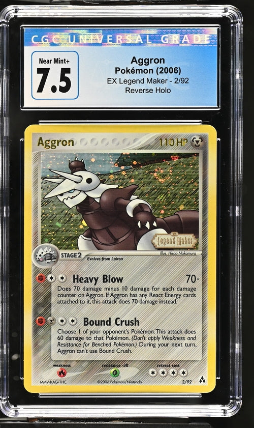 English CGC 7.5 EX Legend Maker Reverse Holo Aggron 2
