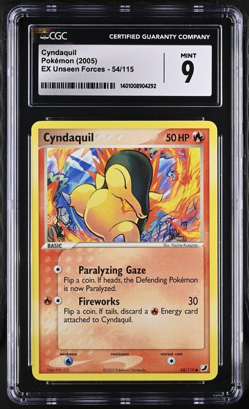 English CGC 9 EX Unseen Forces Common Cyndaquil 54