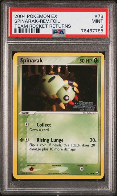English PSA 9 Team Rocket Returns Common Reverse Holo Spinarak 78