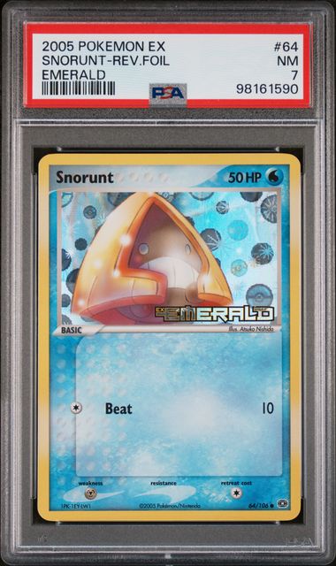 English PSA 7 EX Emerald Reverse Holo Common Snorunt 64