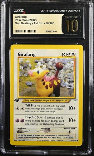 English CGC Pristine 10 1st Edition Neo Destiny Common Girafarig 66