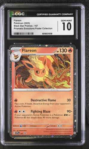 English CGC 10 Black Star Promos Prismatic Evolutions Poster Collection Flareon 167