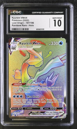 English CGC 10 Lost Origin Rainbow Rare Holo Kyurem VMAX 197/196