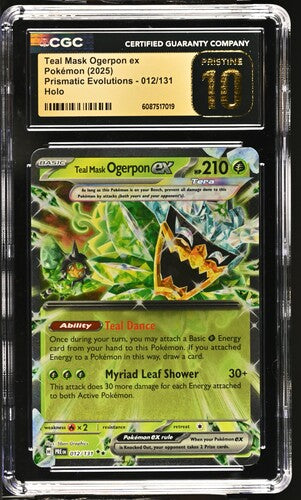 English CGC Pristine 10 Prismatic Evolutions Teal Mask Ogerpon ex Holo 012/131