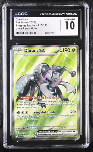 English CGC Gem Mint 10 Surging Sparks Durant ex #215/191 Ultra Rare