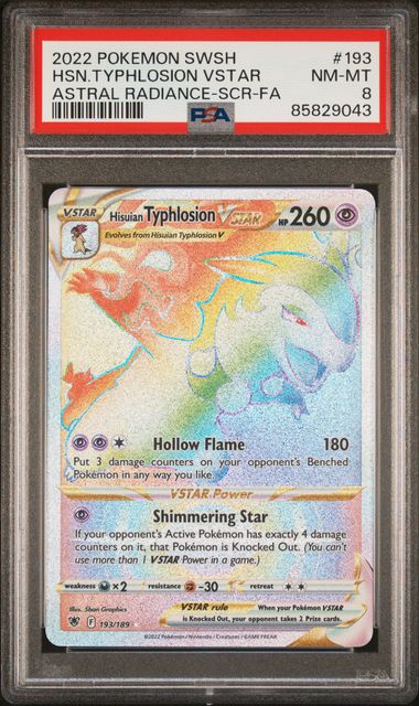 English PSA 8 Astral Radiance Ultra Rare Hisuian Typhlosion VSTAR 054