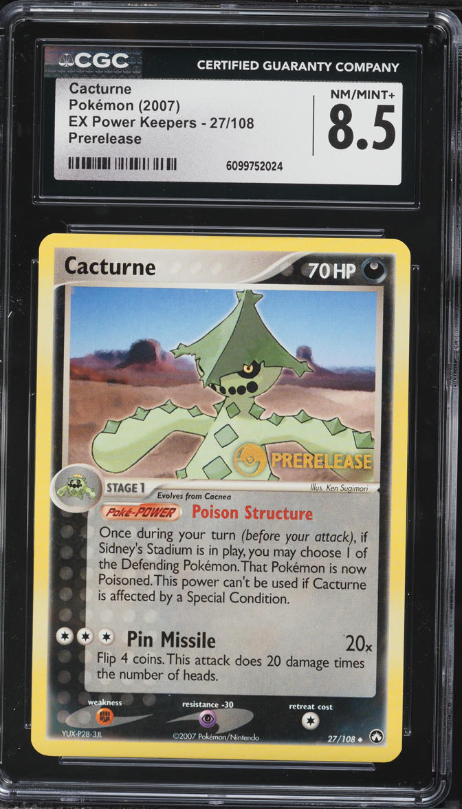 English CGC 8.5 EX Power Keepers Prerelease Cacturne 027/108