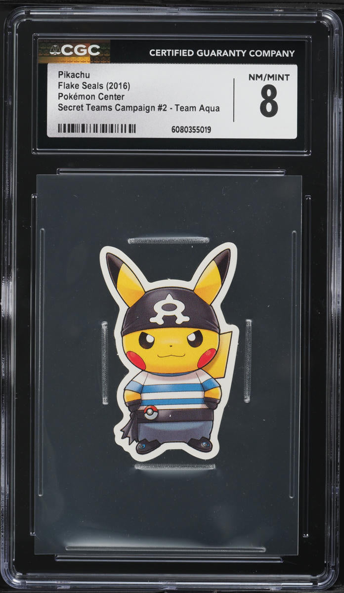 English CGC 8 2016 Flake Seals Secret Teams Campaign Aqua Pikachu