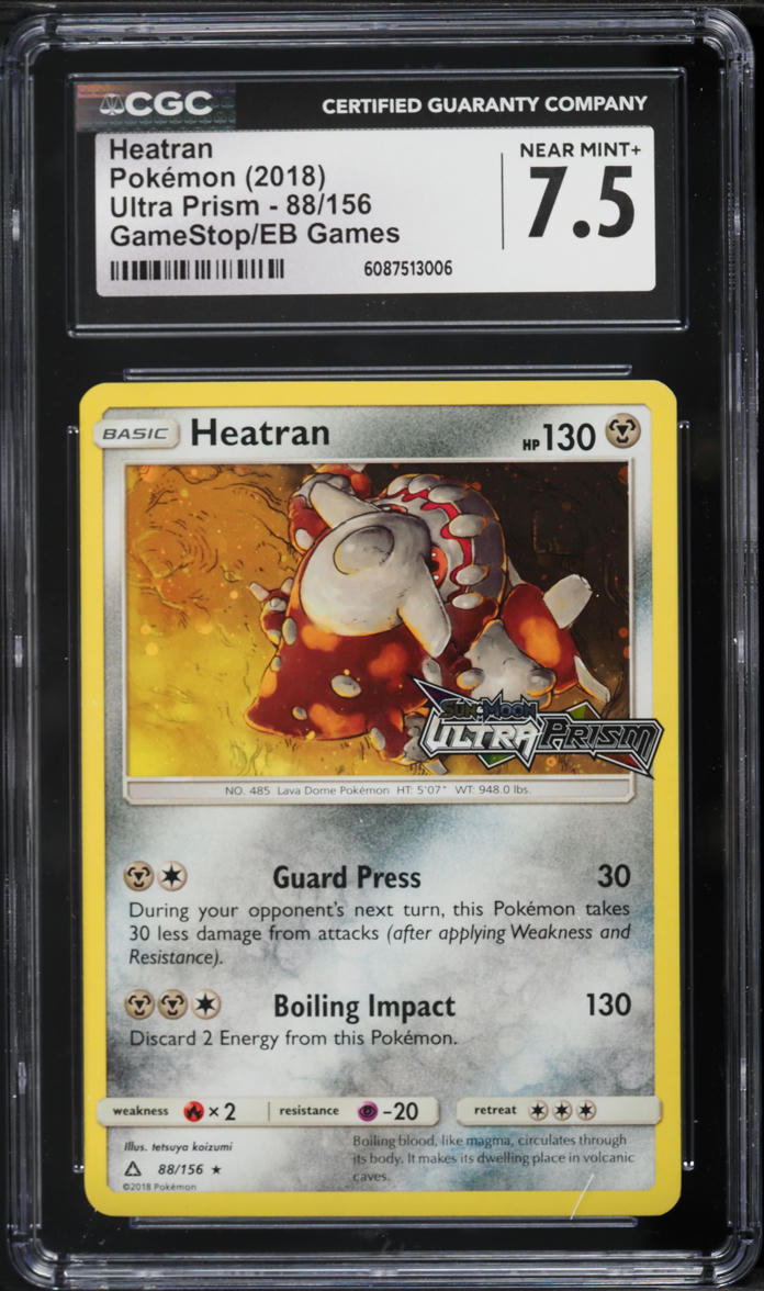 English CGC 7.5 2018 Sun & Moon Ultra Prism GameStop EB Games Heatran 088