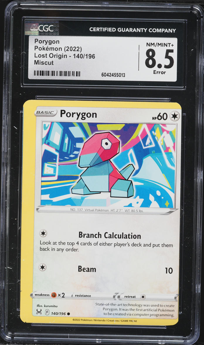 English CGC 8.5 Lost Origin Miscut Error Porygon 140/196