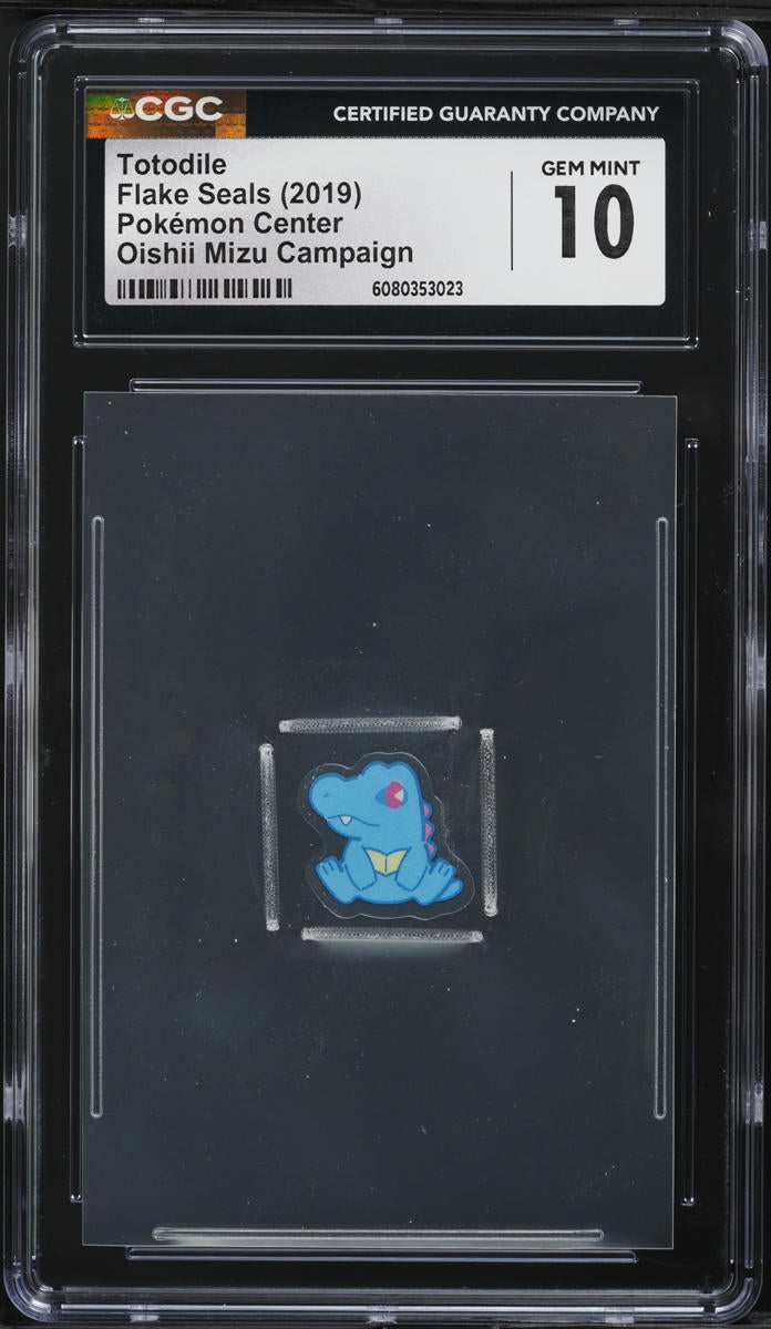 Japanese CGC 10 2019 Center Flake Seals Oishii Mizu Campaign Totodile