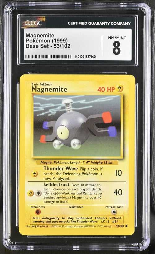 English CGC 8 Base Set Common Magnemite 53