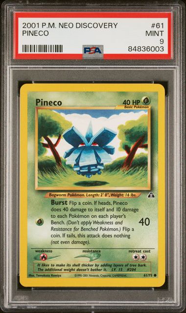 English PSA 9 Neo Discovery Common Pineco 61