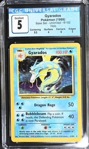 English CGC 5 Base Set Unlimited Gyarados #6/102 Holo