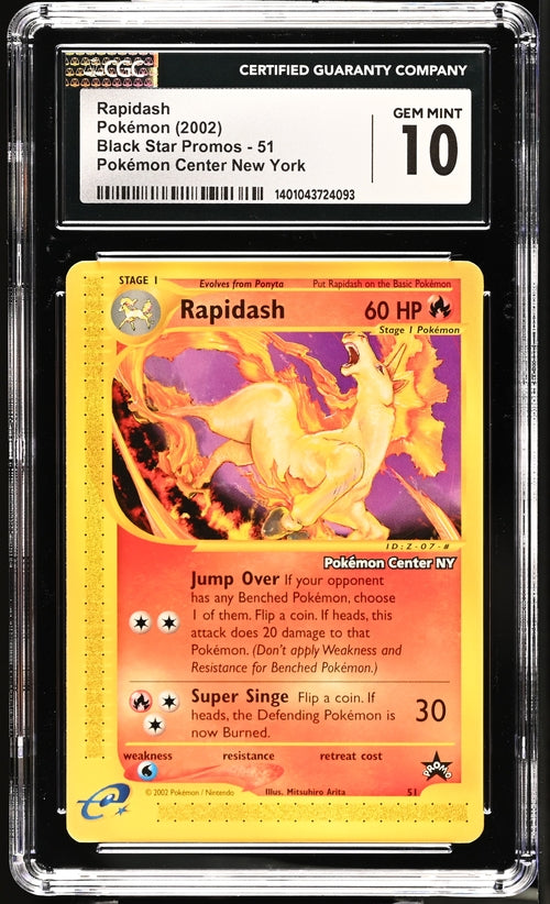 English CGC 10 Black Star Promo Rapidash 51 (New York City Pokémon Center)