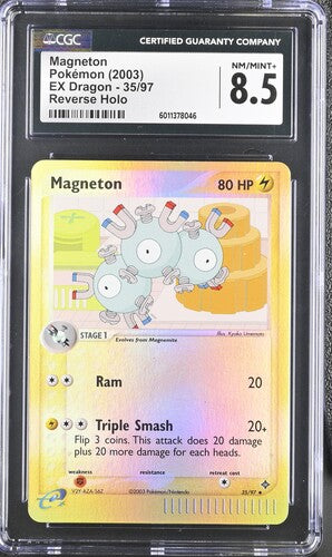 English CGC 8.5 EX Dragon Reverse Holo Uncommon Magneton 35