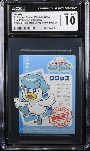 Japanese CGC 10 2022 Pokemon Center Paldea Research Completion Sticker Quaxly