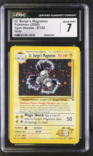 English CGC 7 Gym Heroes Holo Rare Lt. Surge's Magneton 008