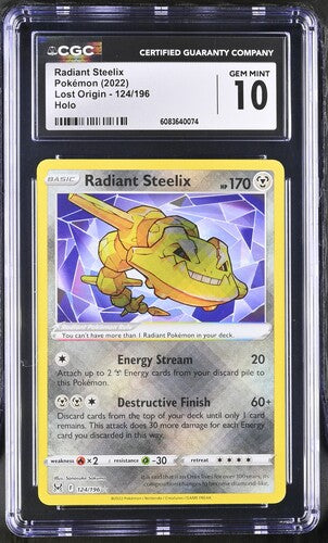 English CGC 10 Lost Origin Holo Radiant Steelix 124/196