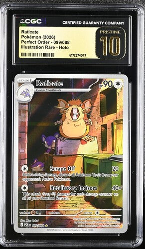 English CGC Pristine 10 Mega Evolution Perfect Order Illustration Rare Raticate 99