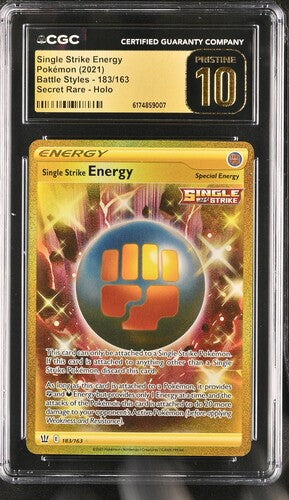 English CGC Pristine 10 Sword & Shield Battle Styles Hyper Rare Single Strike Energy 183