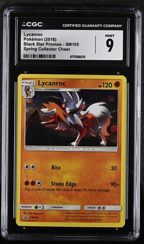 CGC 9 Sun & Moon Black Star Promos Lycanroc SM105