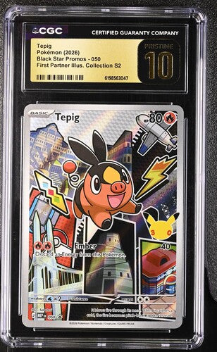 English CGC Pristine 10 Mega Promos First Partner Illustration S2 Full Art Tepig 050English CGC Pristine 10 Mega Promos First Partner Illustration S2 Full Art Tepig 050
