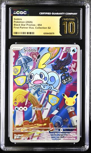 English CGC Pristine 10 Mega Promos First Partner Illustration S2 Full Art Sobble 054