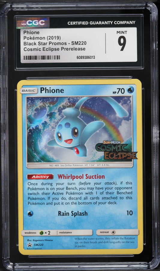 English CGC 9 SM Black Star Promo Cosmic Eclipse Prerelease Phione SM220