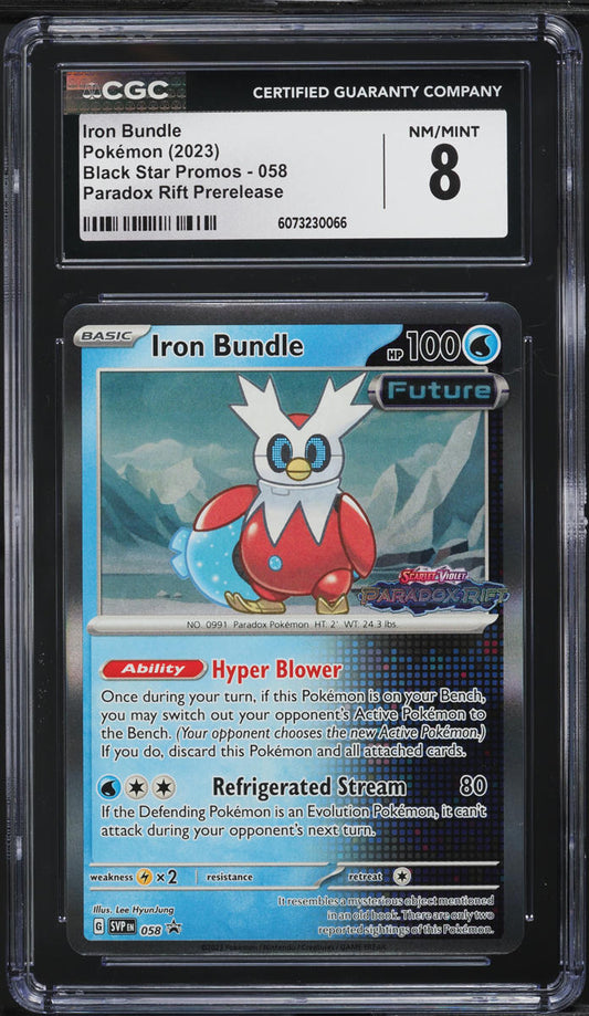 English CGC 8 2023 SV Black Star Promos Paradox Rift Prerelease Iron Bundle 58