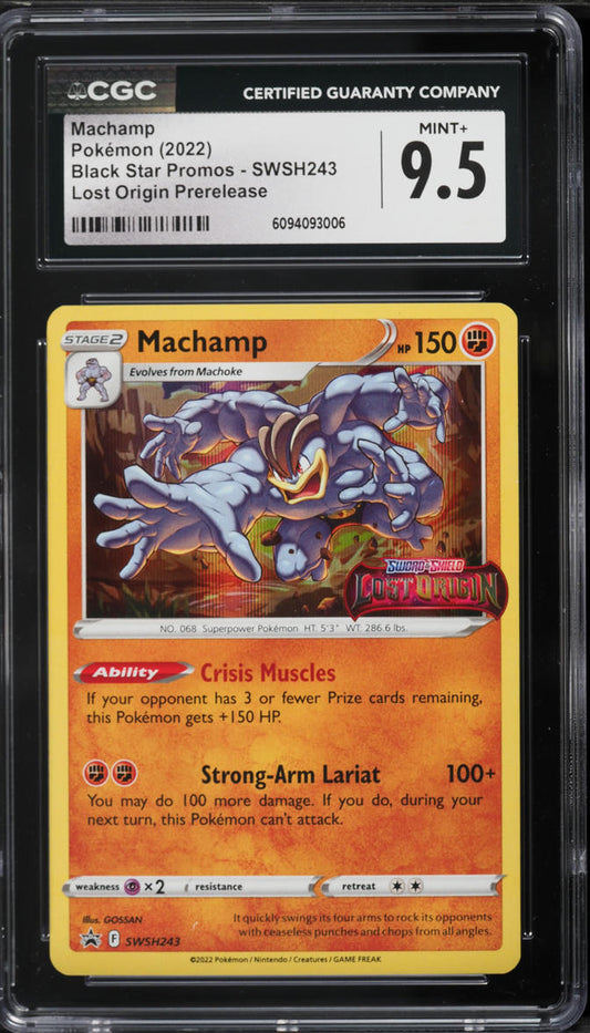English CGC 9.5 Lost Origin Prerelease Machamp SWSH243