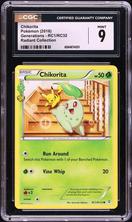 English CGC 9 Generations Radiant Collection Chikorita RC1/RC32