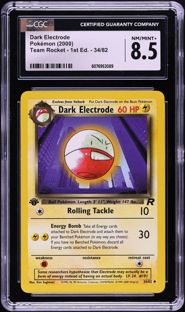 English CGC 8 2000 Team Rocket 1st Edition Dark Electrode 34