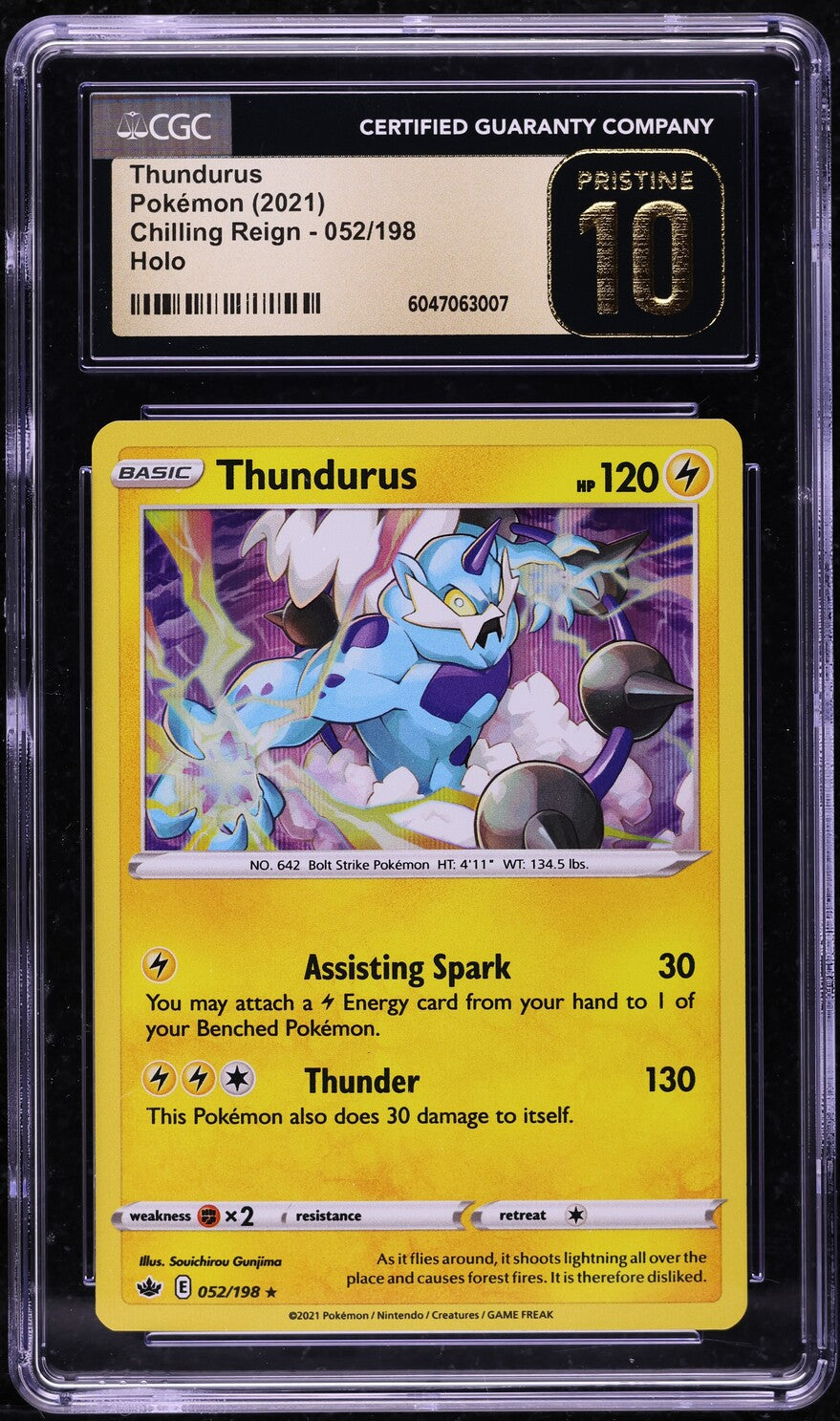 English CGC Pristine 10 Chilling Reign Holo Rare Thundurus 52