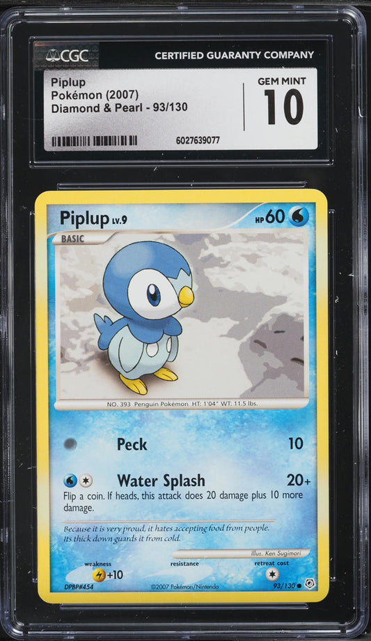 English CGC Gem Mint 10 Diamond & Pearl Common Piplup 93