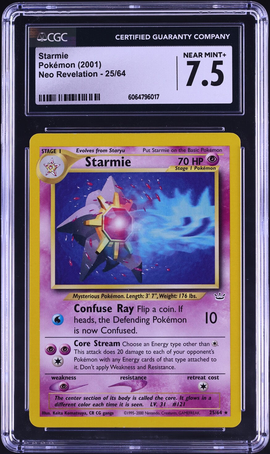 English CGC 7.5 2001 Neo Revelation Common Starmie 025