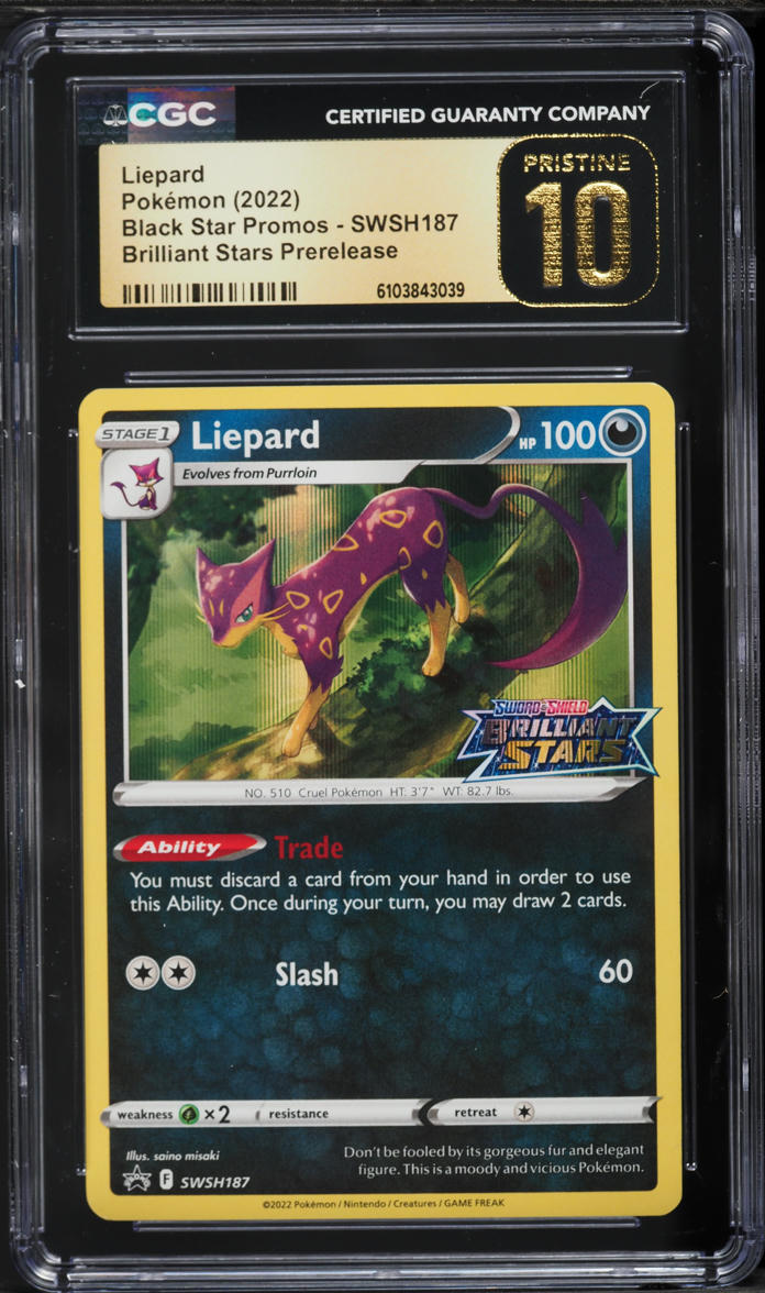 English CGC Pristine 10 Brilliant Stars Prerelease Liepard SWSH187