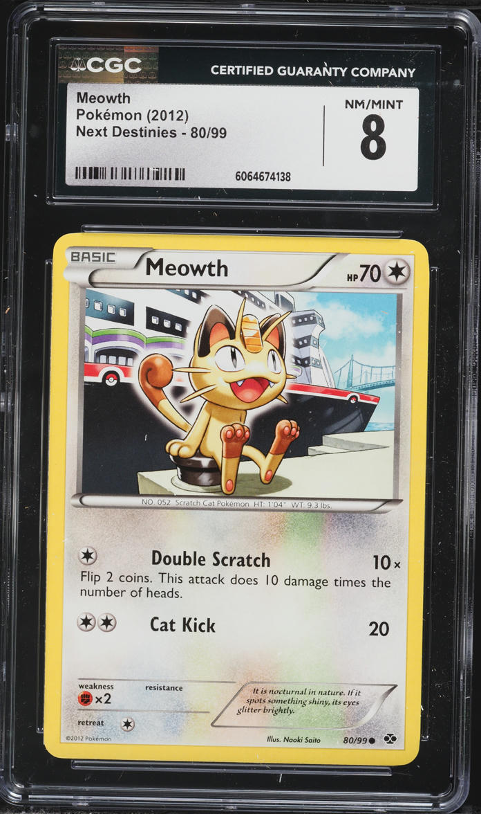 English CGC 8 Next Destinies Meowth 080/099