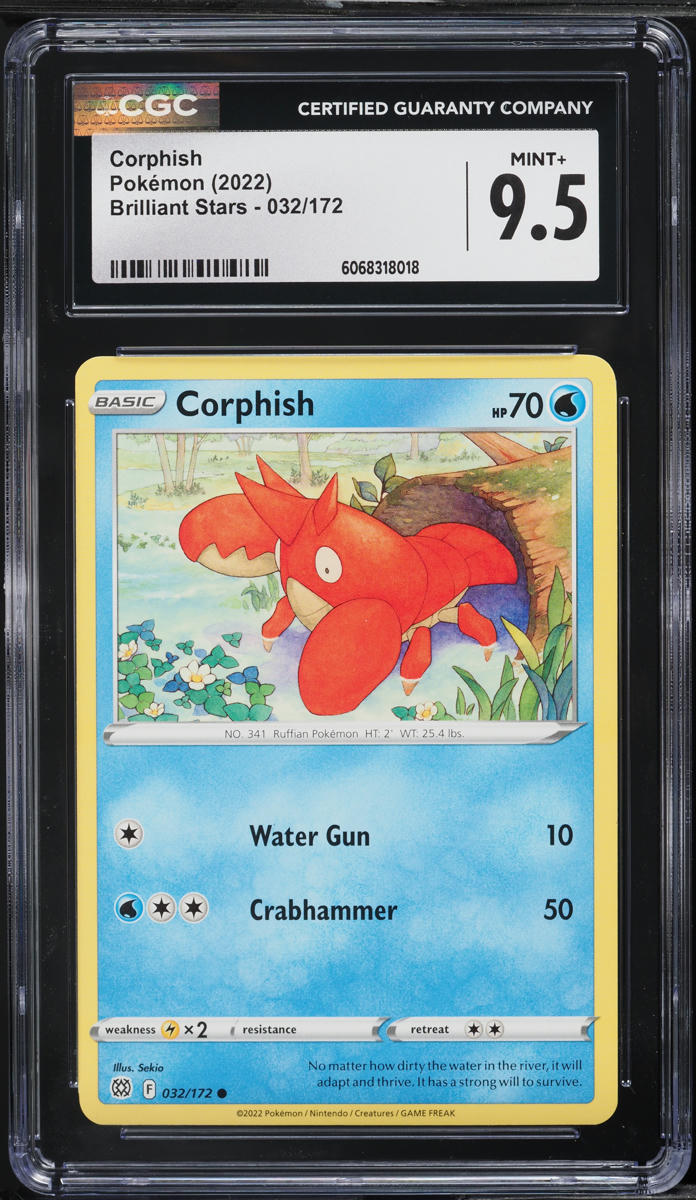 English CGC 9.5 Brilliant Stars Common Corphish 032