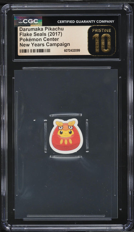 Japanese CGC Pristine 10 2017 Center Flake Seals New Years Darumaka Pikachu