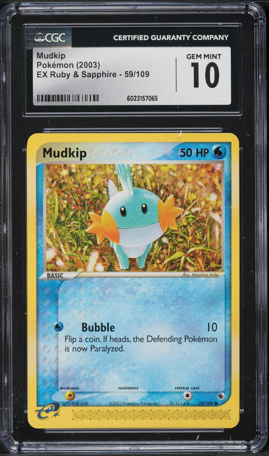English CGC 10 EX Ruby & Sapphire Common Mudkip 59
