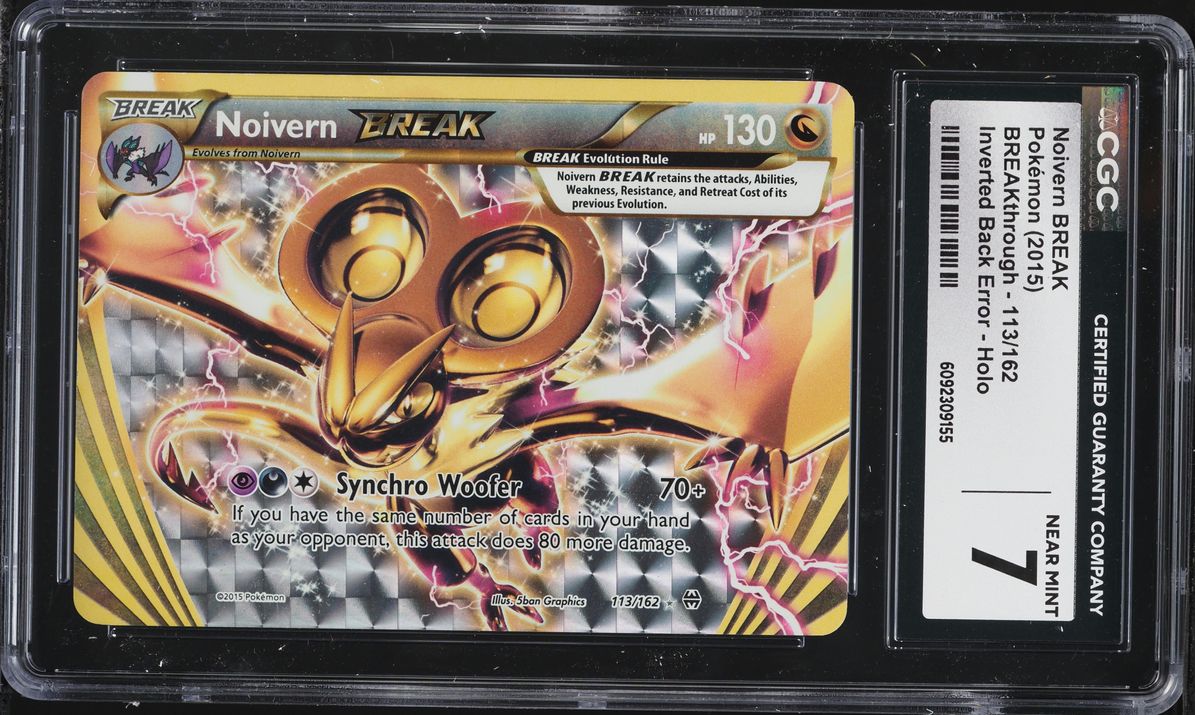 English CGC 7 XY BREAKthrough Inverted Back Error Alt Art Noivern BREAK 113/162